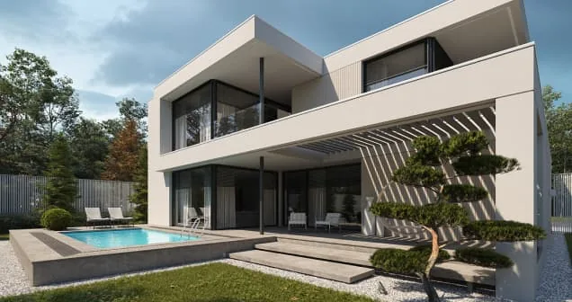 Modernes Wohnhaus mit Pool und Garten