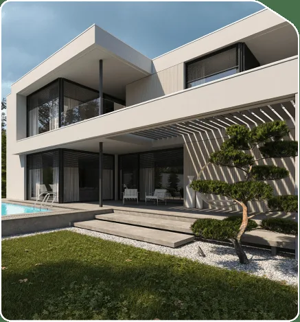 Außenansicht eines modernen Hauses